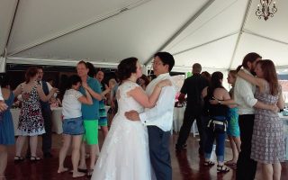 Bride and groom dance